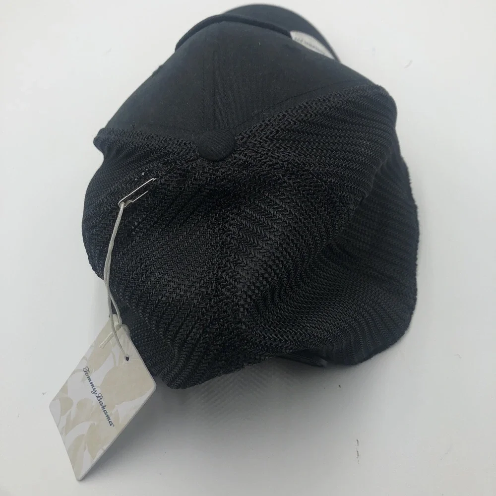NWT Tommy Bahama‎ Golf Cap Snap Back Adjustable Black Vented Golfing Front Patch